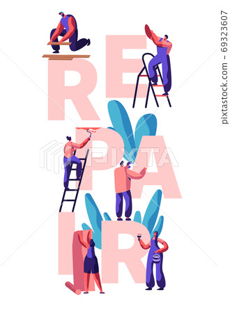 Worker Character Make Repair Apartment Poster Worker Character Make Repair Apartment Poster 69323607