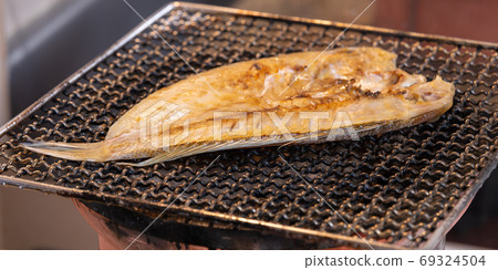 Dried tilefish (Amadai), charcoal-grilled on a shichirin Dried tilefish (Amadai), charcoal-grilled on a shichirin 69324504