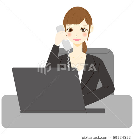 PC female office worker landline PC female office worker landline 69324532
