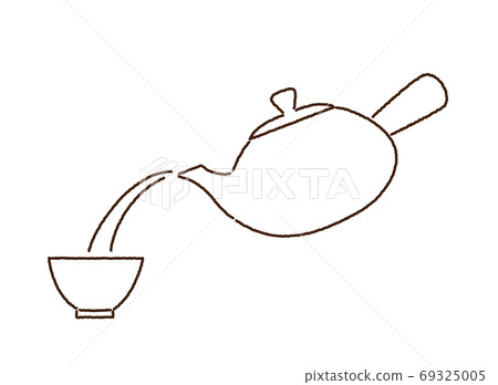 Pour tea from Kyusu Kyusu and Japanese tea hand-painted line art illustration Pour tea from Kyusu Kyusu and Japanese tea hand-painted line art illustration 69325005