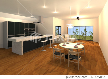 Living room, dining room, kitchen CG Living room, dining room, kitchen CG 69325034
