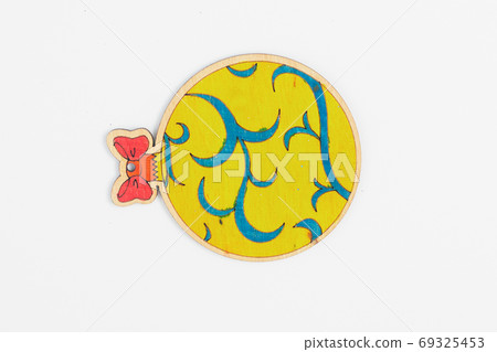 christmas decorations on white background isolate, copyspace, flatley 69325453