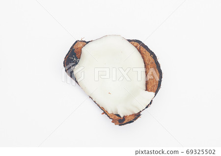piece of coconuts on white background isolate, copy space, flatley piece of coconuts on white background isolate, copy space, flatley 69325502