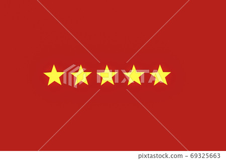 Five star service rating concept on white background, 3D rendering 69325663