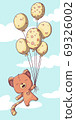 Cute Cat Teddy With Balloons 69326002