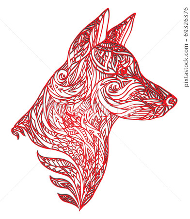 Vector illustration of dog with a carved pattern Vector illustration of dog with a carved pattern 69326376