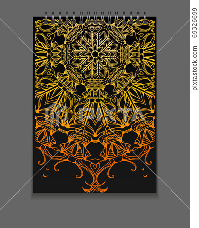 Template notebook on springs with gold freehand... - Stock Illustration ...