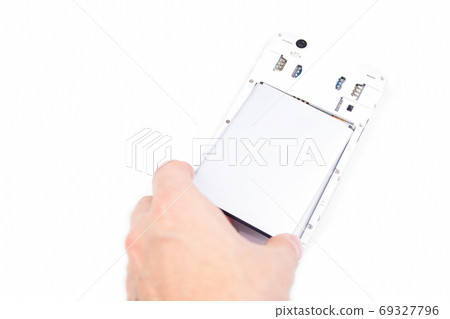 The process of replacing the battery in a cell 69327796