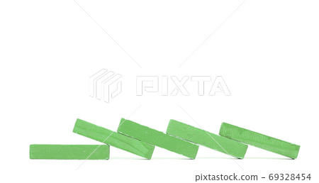 Vintage green building blocks isolated on white 69328454
