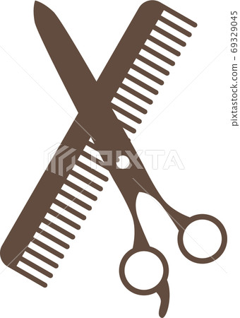 Scissors and comb icon Scissors and comb icon 69329045