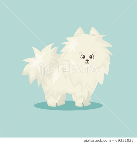 White fluffy cartoon happy isolated vector flat... - Stock Illustration ...