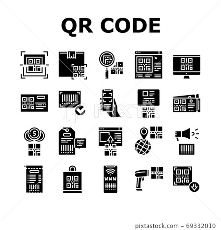 Qr Code Identification Collection Icons Set Vector 69332010