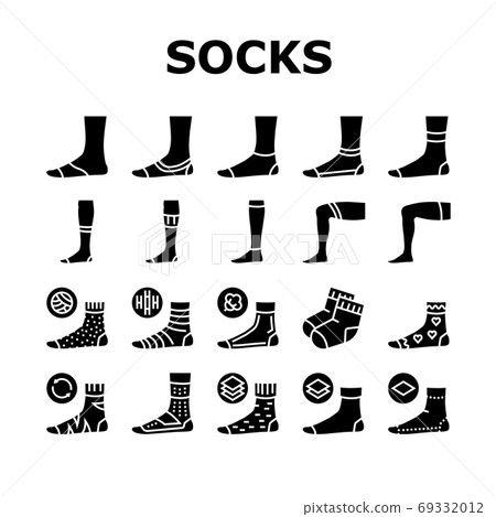 Socks Fabric Accessory Collection Icons Set Vector 69332012
