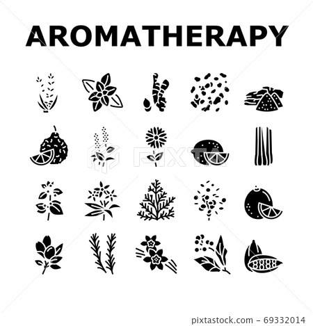 Aromatherapy Herbs Collection Icons Set Vector Illustration 69332014
