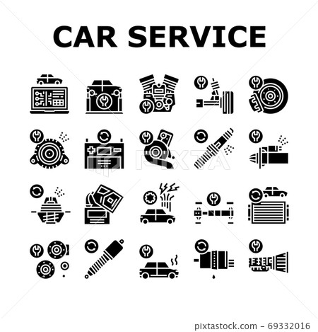 Car Service Garage Collection Icons Set Vector 69332016