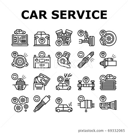 Car Service Garage Collection Icons Set Vector Car Service Garage Collection Icons Set Vector 69332065