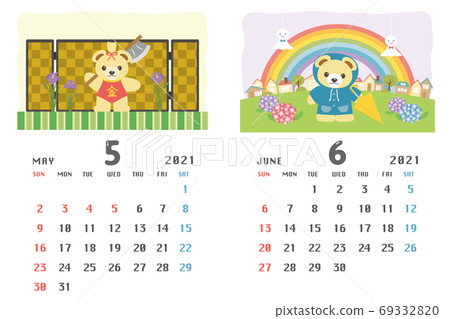 21年5月 6月kuma活動日曆 插圖素材 6933 圖庫