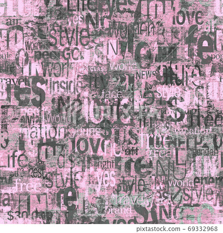Abstract grunge urban geometric chaotic seamless pattern with words, letters 69332968