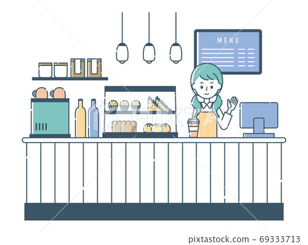 Female staff serving customers at the cafe 69333713