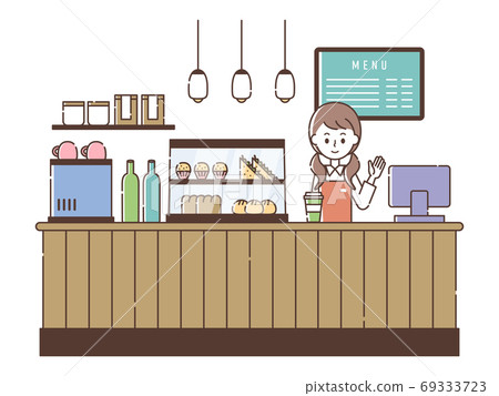 Female staff serving customers at the cafe Female staff serving customers at the cafe 69333723