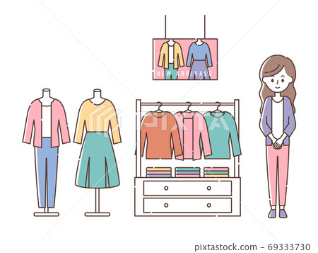 Female staff serving customers at an apparel shop 69333730