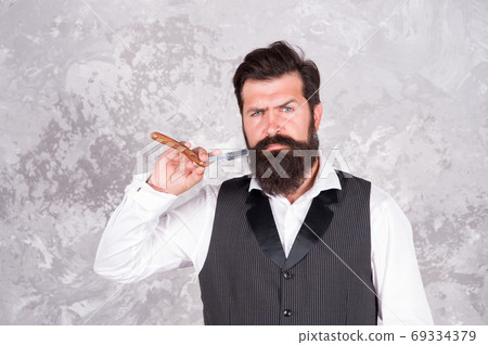 Stainless Steel Straight Edge Razor. Classic shave. Stainless Steel Straight Edge Razor. Classic shave. 69334379