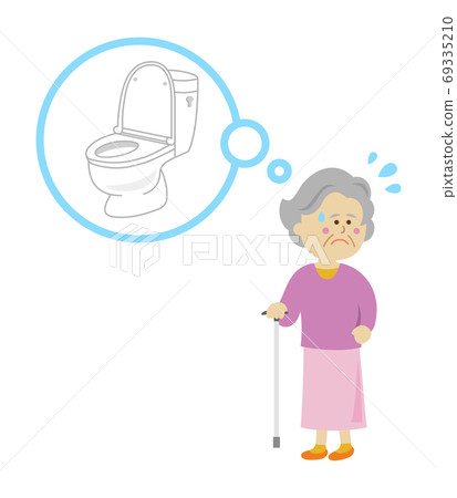 Illustration image of an elderly person looking for a public toilet 69335210