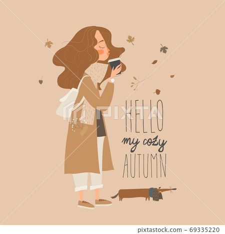 Cute girl with cup of coffee in her hands Cute girl with cup of coffee in her hands 69335220