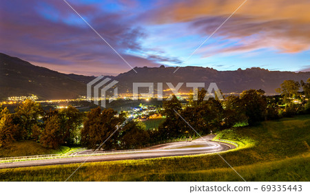 Curvy road towards Vaduz in Liechtenstein Curvy road towards Vaduz in Liechtenstein 69335443