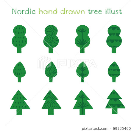 Scandinavian hand drawn tree illustration material Scandinavian hand drawn tree illustration material 69335460