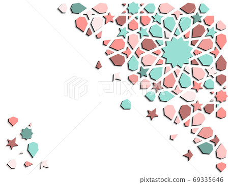 Geometric diagonal modern background design. Arabic 3d isometric color geometric mosaic vector pattern for background, card, banner. Geometric diagonal modern background design. Arabic 3d isometric color geometric mosaic vector pattern for background, card, banner. 69335646