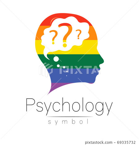 Modern logotype head with question inside brain . Logo sign of Psychology. Profile Human. Creative style. Symbol in vector. Design concept. Rainbow color isolated on white. Icon for web. LGBT flag Modern logotype head with question inside brain . Logo sign of Psychology. Profile Human. Creative style. Symbol in vector. Design concept. Rainbow color isolated on white. Icon for web. LGBT flag 69335732