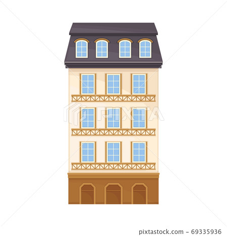 Traditional German Tall Stone House with Windows Vector Illustration Traditional German Tall Stone House with Windows Vector Illustration 69335936