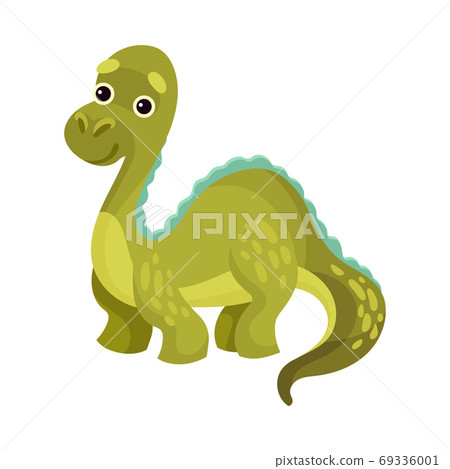 Cute Dinosaur with Long Tail as Ancient Reptile Vector Illustration 69336001