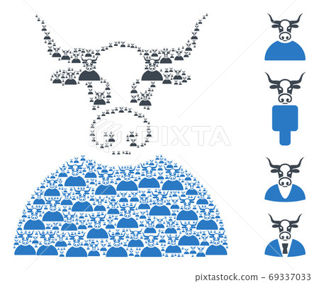 Bull Person Recursive Mosaic of Self Icons 69337033
