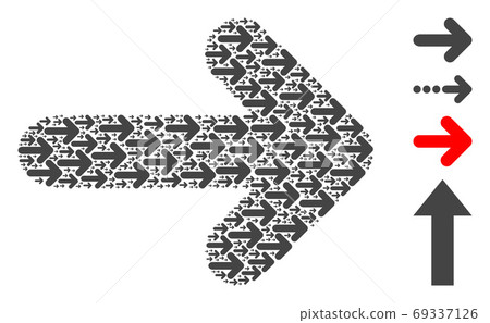 Arrow Right Fractal Collage of Self Items - Stock Illustration ...