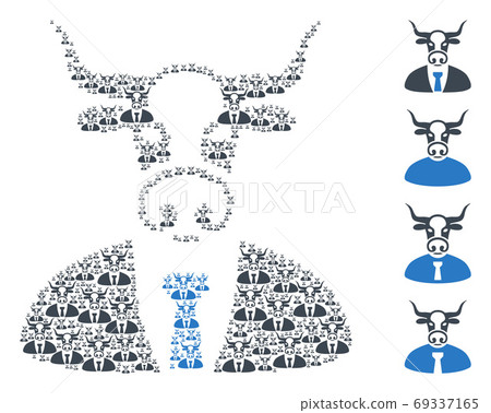 Bull Boss Recursive Mosaic of Self Icons - Stock Illustration [69337165 ...