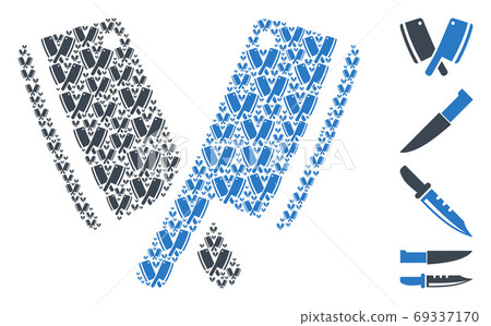Butchery Blades Fractal Collage of Self Items - Stock Illustration ...