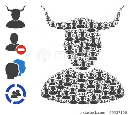 Horned User Fractal Collage of Self Items - Stock Illustration ...