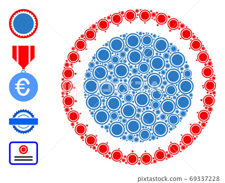 Round Seal Stamp Recursive Mosaic of Self Items - Stock Illustration ...