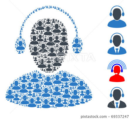 Audio Operator Recursive Mosaic of Self Icons - Stock Illustration ...