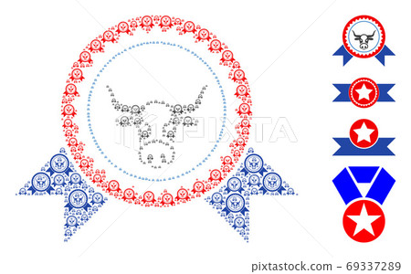 Cow Seal Stamp Ribbons Recursion Mosaic of Self... - Stock Illustration ...