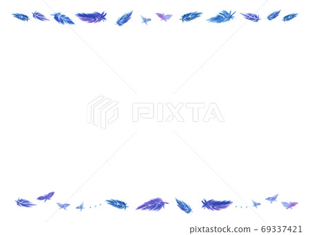 Watercolor frame of feathers and butterflies Watercolor frame of feathers and butterflies 69337421