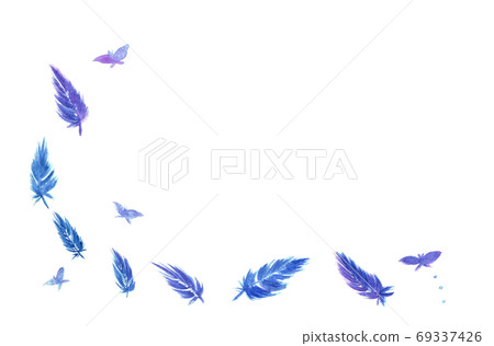 Watercolor frame of feathers and butterflies Watercolor frame of feathers and butterflies 69337426