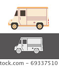 Metromite old school vintage van. Food or delivery retro truck. Car vector illustration. 69337510