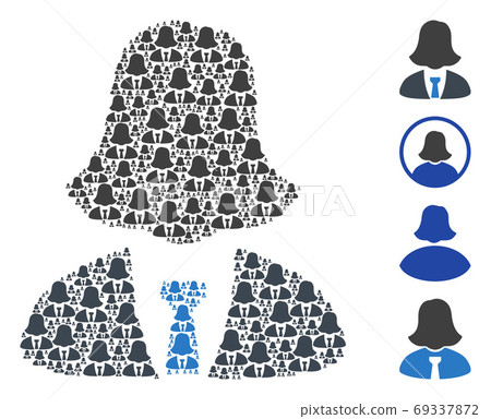 Business Woman Recursive Composition of Self Icons 69337872