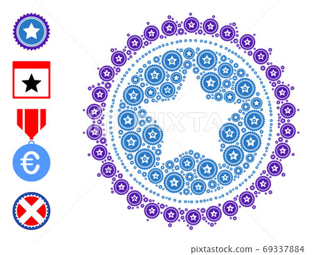Star Seal Stamp Recursion Composition of Self... - Stock Illustration ...