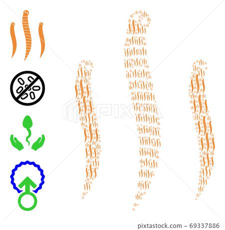 Worms Recursive Mosaic of Self Items - Stock Illustration [69337886 ...