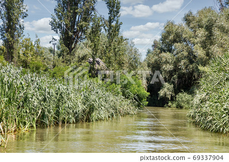 Danube biosphere reserve Belgorodske river summer landscape in Vilkove, Ukraine. 69337904