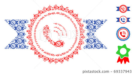 Call Center Stamp with Ribbons Recursion Mosaic of Self Items 69337943